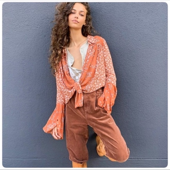 Free People SERENA BUTTON DOWN TOP NWT - Picture 3 of 12